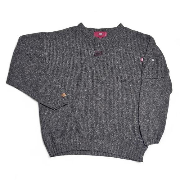 Ecko Unltd 90s Vintage Wool Mohair Silk Fuzzy Sweater Hip Hop Skater Large
